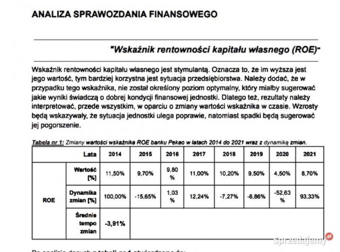 "Analiza sprawozdania finansowego" - Praca Zaliczeniowa.