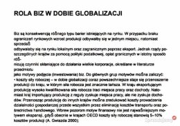 "Rola BIZ w dobie globalizacji" - Praca Zaliczeniowa Studia