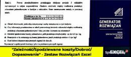 "Zależność/Spodziewane koszty / Dobroć / Dopasowanie" Excel.