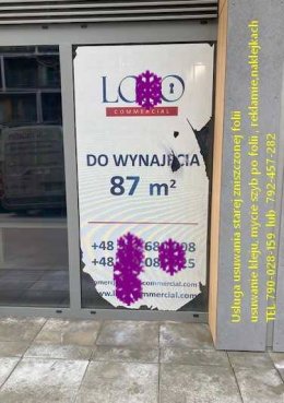 Usługa zrywania folii z szyb, witryn, usuwanie folii, naklejek , kleju Warszawa