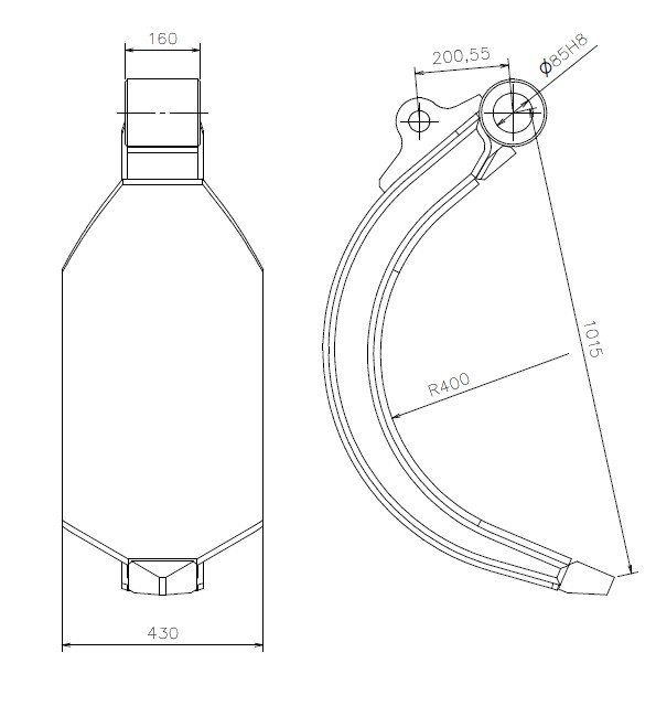 Nowe pazury do chwytaka do złomu - 600 litrów otwarte