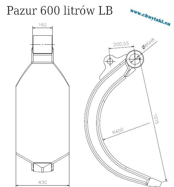 Pazury do chwytaka do złomu