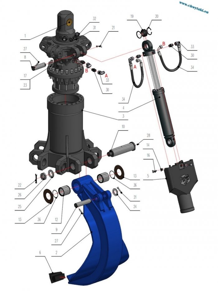 Pazury do chwytaka do złomu
