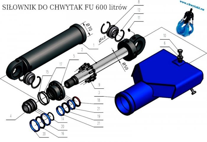 Siłowniki do chwytaka do złomu 600 litr&oacute;w HV 1 0,6