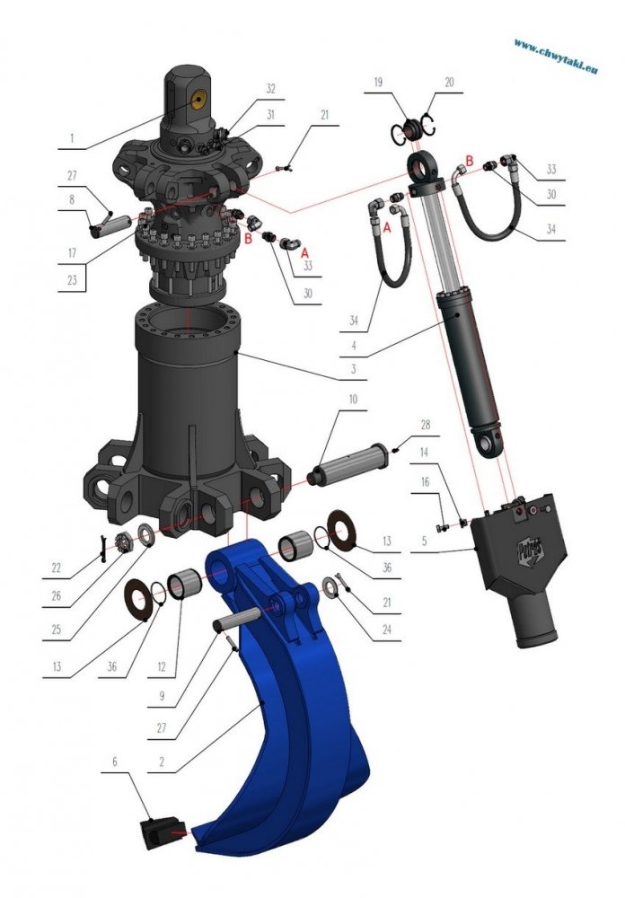 Naprawa obrotu rotatora - regeneracja wału chwytaka do złomu