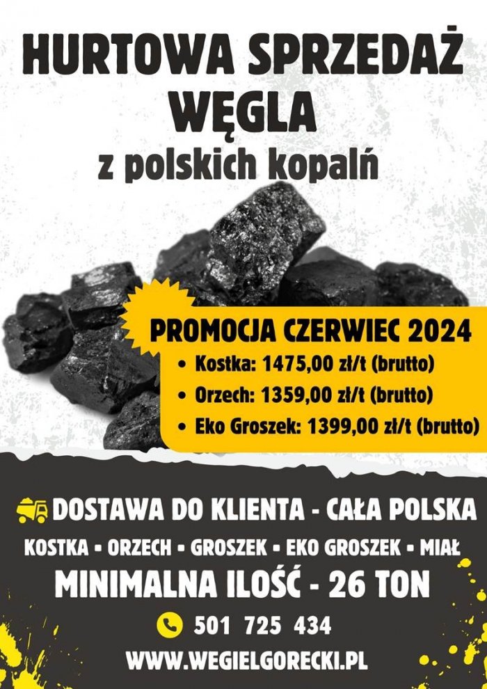 Hurtowa sprzedaż węgla / Polskie kopalnie - Promocja czerwcowa