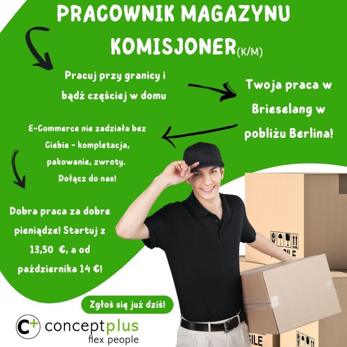 Komisjoner / Pracownik magazynu (k/m) – okolice Berlina – OD ZARAZ!