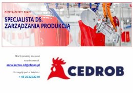 Specjalista ds. Zarządzania Produkcją Ujazdówek