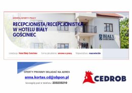 Recepcjonista/Recepcjonistka w Hotelu Biały Gościniec Ciechanów