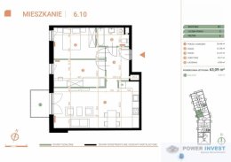 Kraków, Portowa - 3 pokoje - 63,09 m²
