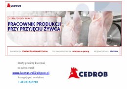 Specjalista Techniczny ds. Energetycznych / Maszynista Chłodniczy Ujazdówek