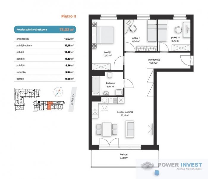 Dwustronne 4-pokojowe mieszkanie z tarasem