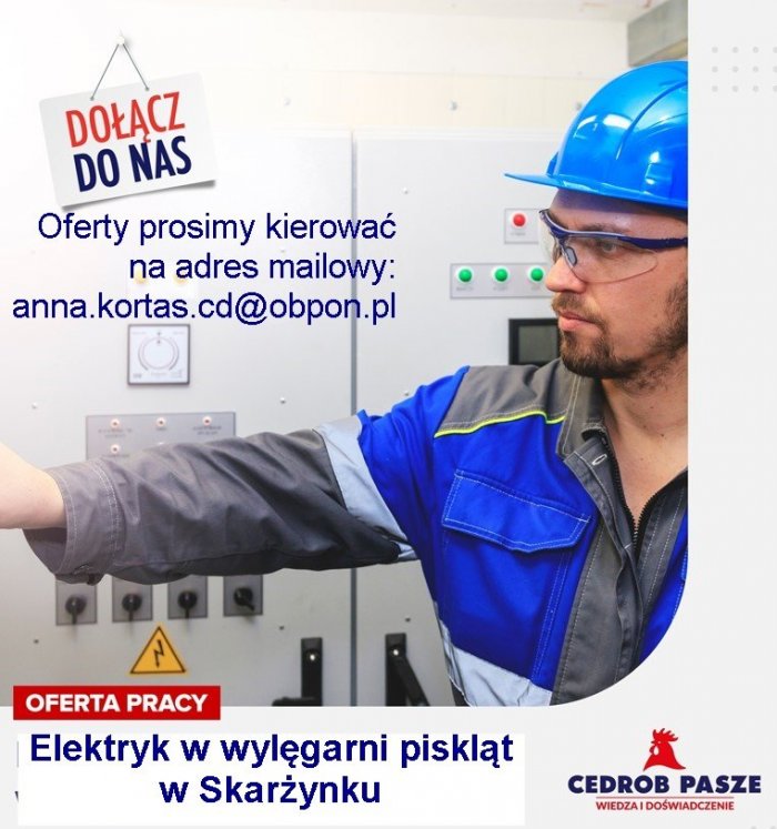 Elektryk w Wylęgarni Piskląt w Skarżynku