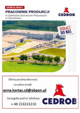 Pracownik produkcji w Zakładzie Surowców Paszowych Ujazdówek