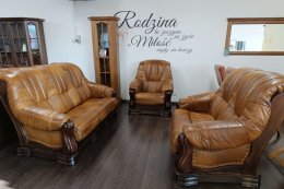 Komplet PATRYCJA ! Skóra + drewno dębowe! Od zaraz