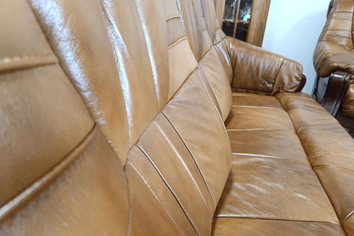 Komplet PATRYCJA ! Skóra + drewno dębowe! Od zaraz