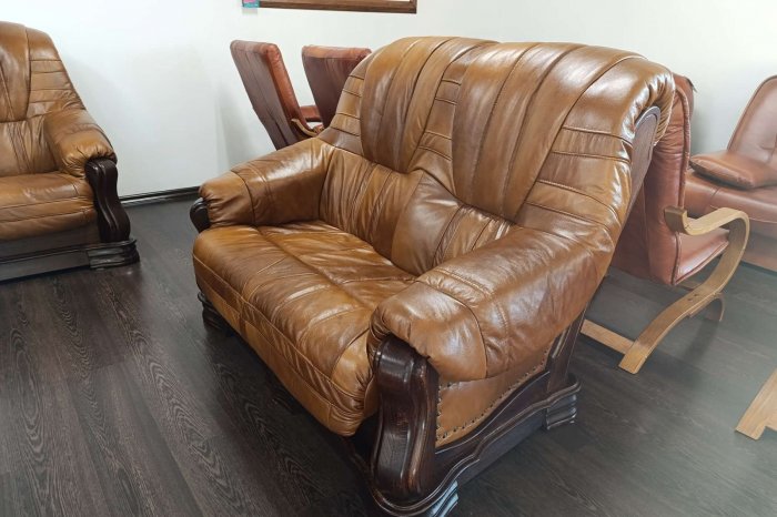 Komplet PATRYCJA ! Skóra + drewno dębowe! Od zaraz