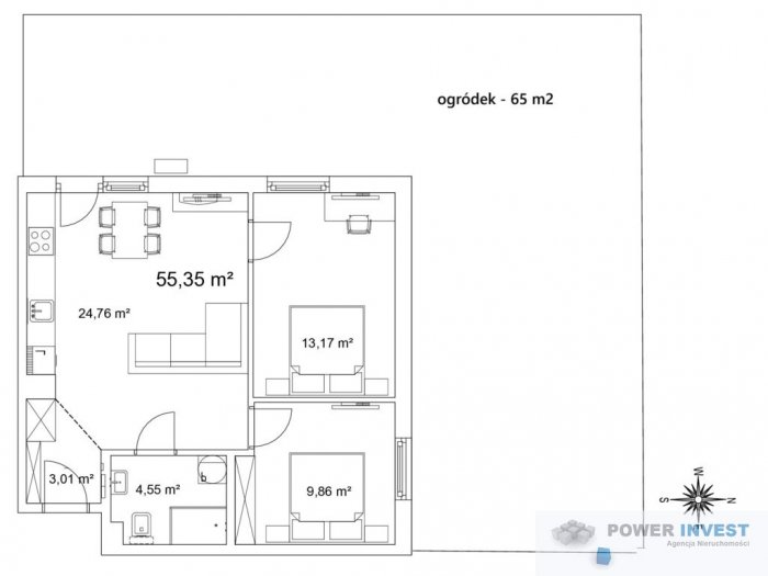 Narożne 3-pokoje z ogr&oacute;dkiem 65 m2, Czerwone Maki