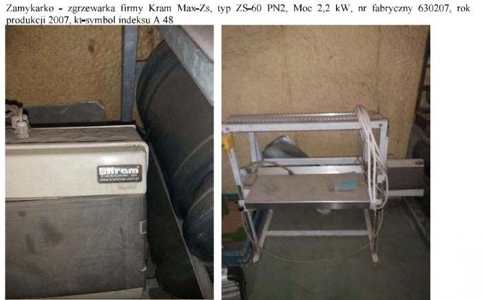 Przedmiotem sprzedaży są ruchomości: maszyny, urządzenia