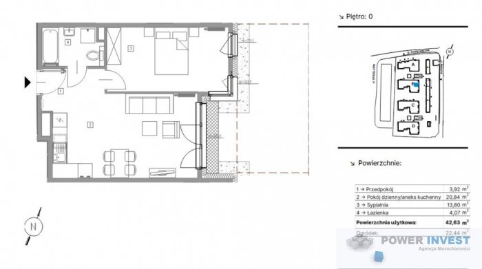 Jasne mieszkanie 2-pokojowe z ogr&oacute;dkiem, Reduta