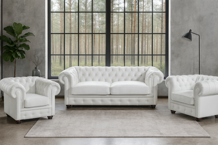 KOMPLET WYPOCZYNKOWY CHESTERFIELD | PONADCZASOWA ELEGANCJA W ANGIELSKIM STYLU