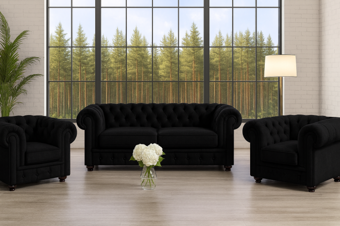 KOMPLET WYPOCZYNKOWY CHESTERFIELD | PONADCZASOWA ELEGANCJA W ANGIELSKIM STYLU