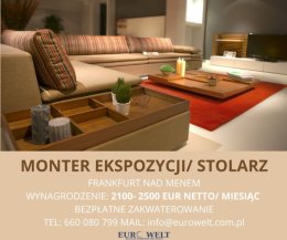 Monter ekspozycji meblowych/Stolarz/Bezpłatne zakwaterowanie