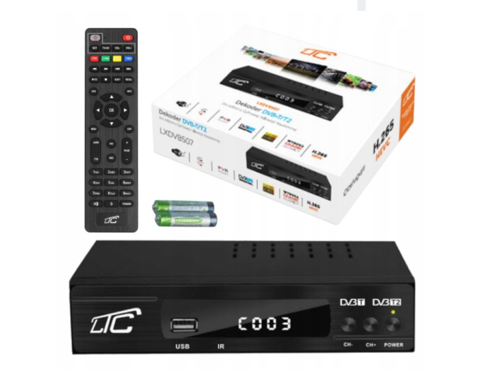 DEKODER TUNER TV NAZIEMNEJ DVB-T2 i DVB-C H.265 HEVC FULL HD USB HDMI PILOT